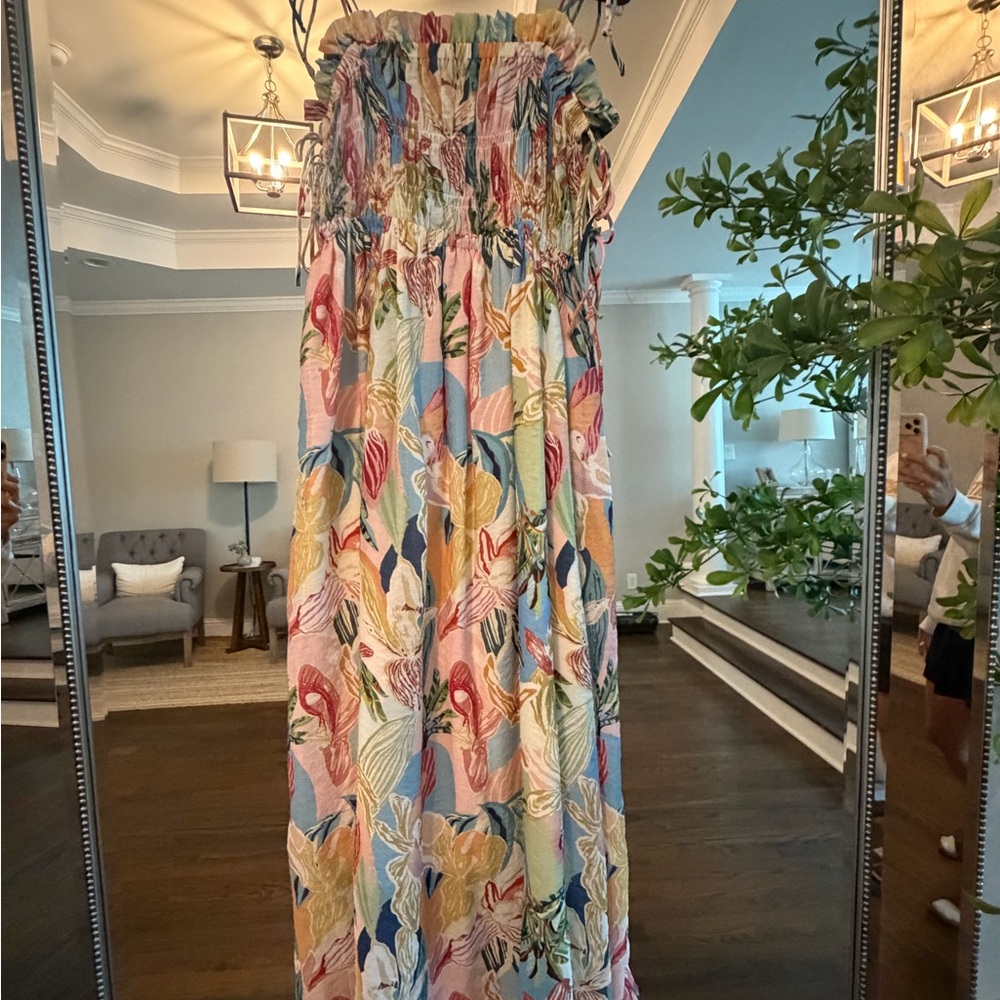 THML Multicolor Floral Maxi Dress - Blue, Yellow, Pink